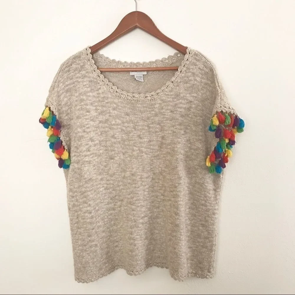 ** Soft Surroundings ** fun tasseled sweater